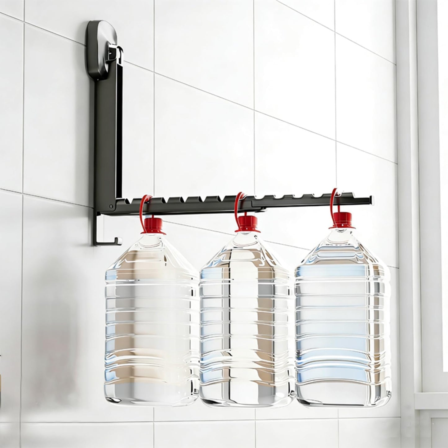 Wall Mounted Foldable Clothes Drying Rack with Suction Cup, White | Suction Cup, Retractable, Portable Over The Door Hooks, For Laundry Bathroom RV Balcony