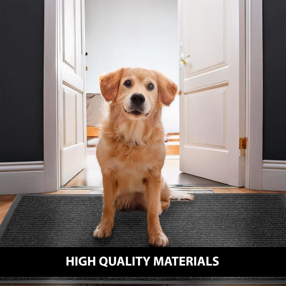 UNIMAT Traffic Guard Door Mat, 4´x 6´, Heavy Duty Waterproof Doormat, Stain and Fade Resistant Welcome Mats, Durable Rubber Backing, Low Profile Entryway Rug, Shoe and Boot Scraper, Charcoal