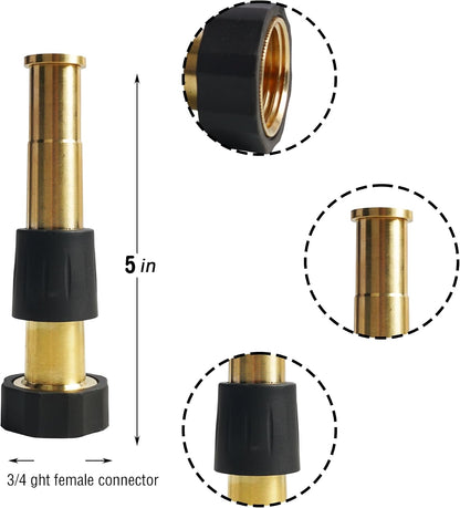 Hourleey Adjustable Twist Hose Nozzle, 4" Heavy-Duty Brass Hose Nozzle with 10 Garden Hose Rubber Washers, 2 Pack