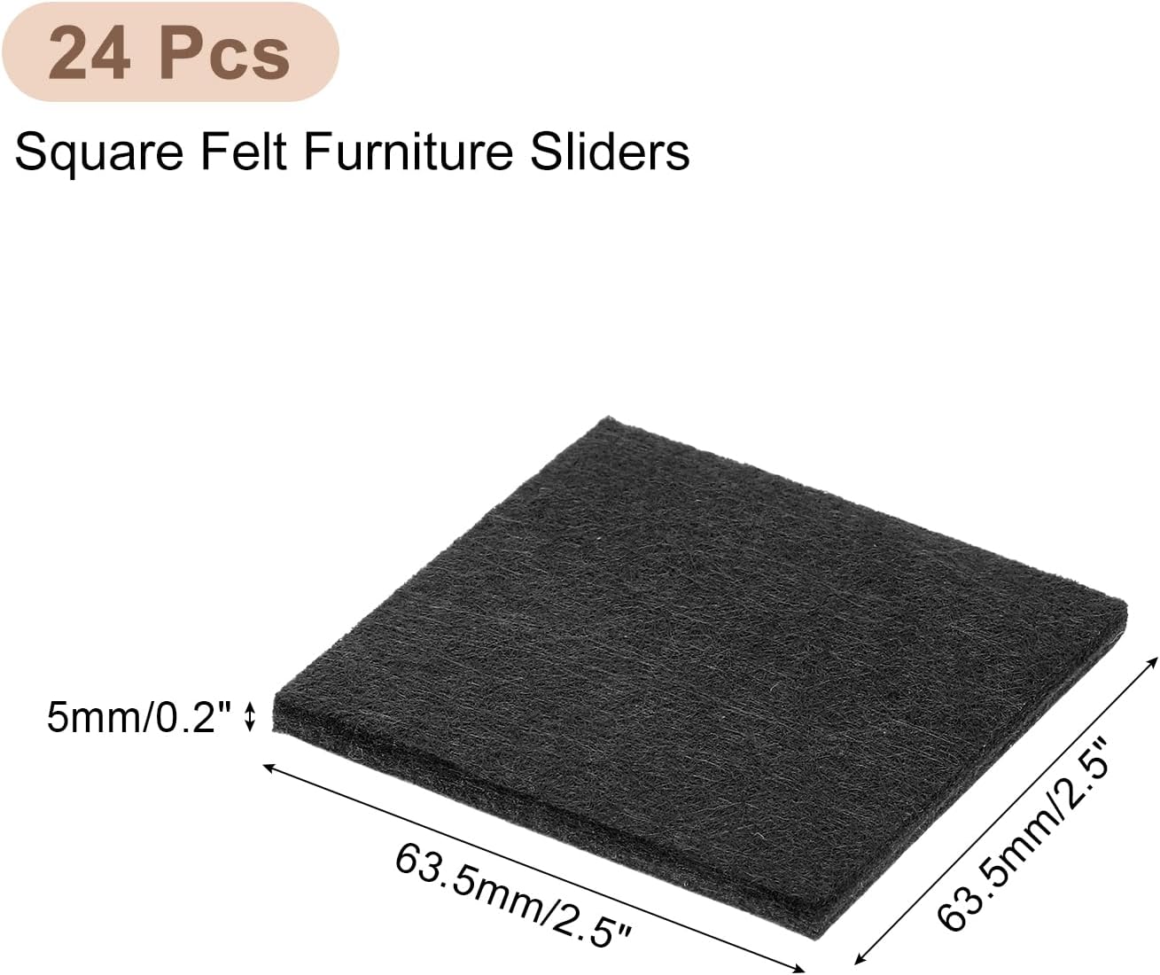 uxcell Furniture Pads, 24Pcs 1.5" - Square Self Adhesive Felt Furniture Pads, Floor Protectors for Furniture Feet Chairs Legs Hardwood Floors (Black)