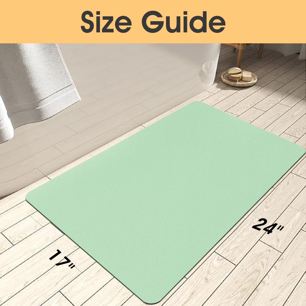 ACCUMTEK Non Slip Bath Mat, Thin Bathroom Rugs Fit Under Door, Quick Dry Bath Mats, Machine Washable Bath Rugs for Bathroom, Bathtub & Kitchen, Grey/Bordered/24 x17