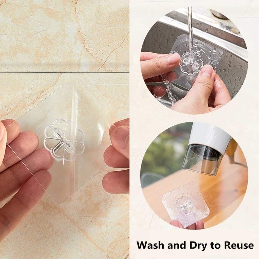 Heavy Duty Adhesive Hooks 33 lb(Max) 15KG,Waterproof and Oilproof Reusable Seamless Hooks Heavy Duty Wall Hook for Kitchen Bathroom Office 24 Pack