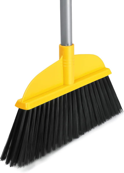 Indoor Broom for Floors 55” Soft Bristle Brooms for Sweeping Indoor/Outdoor to Clean Kitchen, Lobby, Office, Hardwood, Tile, Concrete, Patio, Deck-Yellow