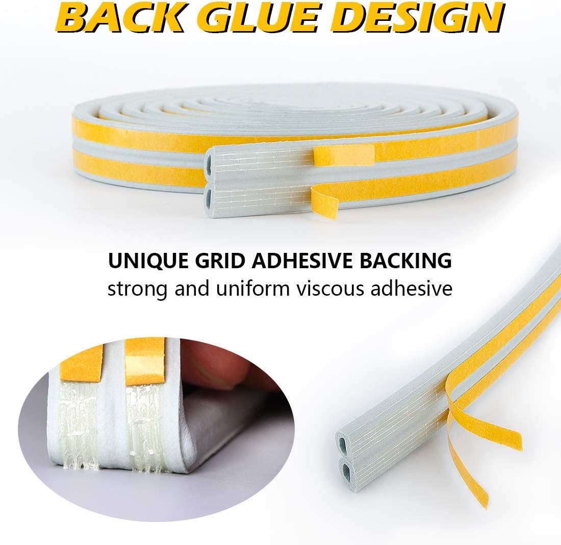 CloudBuyer Door Weather Stripping, Soundproof Insulation Seal Strip for Windows with Self-Adhesive Protection (White, 33Ft)