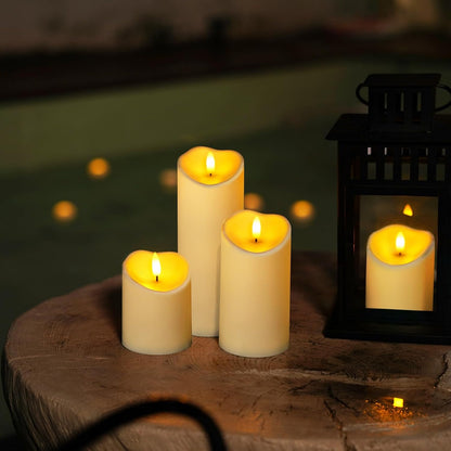 Homemory Dripping Wax Flameless Candles, Battery Operated Candles with Remote Control and Timers, LED Pillar Candles, Electric Fake Candles, 3" x 6", Set of 2