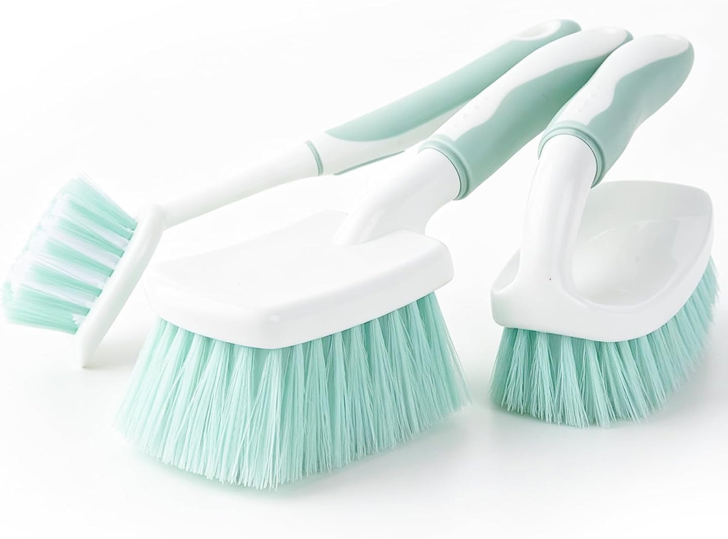 3 Pack Bathroom Scrub Brush Set, Heavy-Duty Scrub Brushes for Cleaning Floor, Green Scrubbing Brush with Non-Slip Handle and Stiff Bristles for Bathtub, Tub, Tile, Gap, Kitchen, Sink