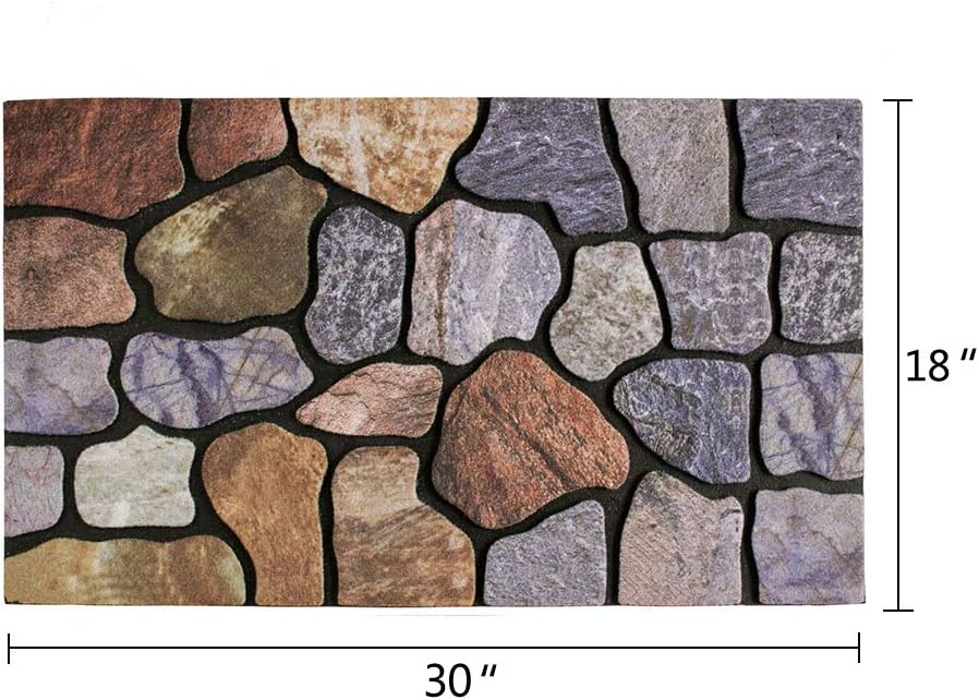 Cobblestone Front Door Mat & Entrance Rug - Waterproof, 18''x30'' Patio Rug, Dirt & Mud Trapper, Outdoor Welcome Doormat