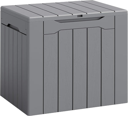 Flamaker Resin Deck Box 120 Gallon Waterproof Large Outdoor Indoor Storage Box Imitation Wood Resin for Patio Furniture Garden Tools and Pool (Black)
