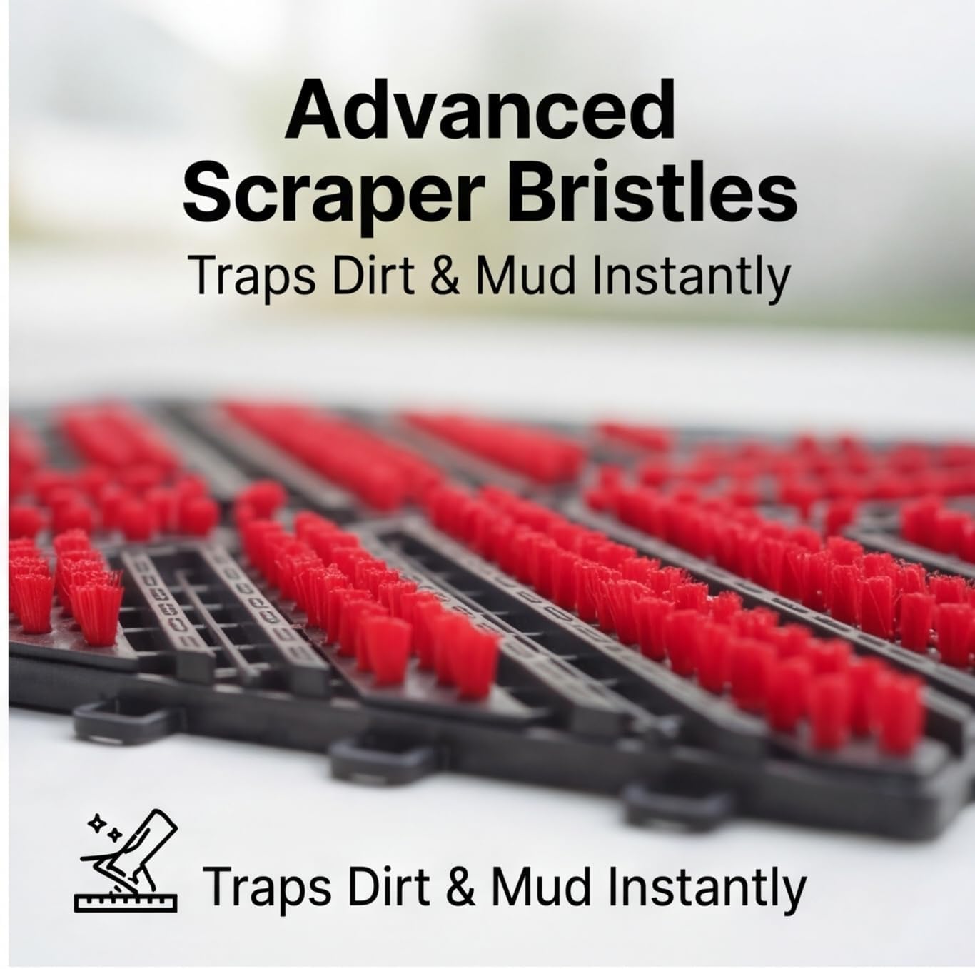 Heavy Duty Outdoor Boot Scraper Mat, 29.5" x 17.5" | Mud & Snow Doormat with Stiff Nylon Bristles, Modular Interlocking Shoe Cleaner for Garden 1.37" Thick