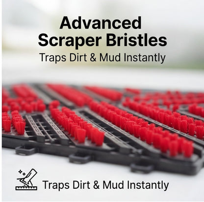 Heavy Duty Outdoor Boot Scraper Mat, 29.5" x 17.5" | Mud & Snow Doormat with Stiff Nylon Bristles, Modular Interlocking Shoe Cleaner for Garden 1.37" Thick