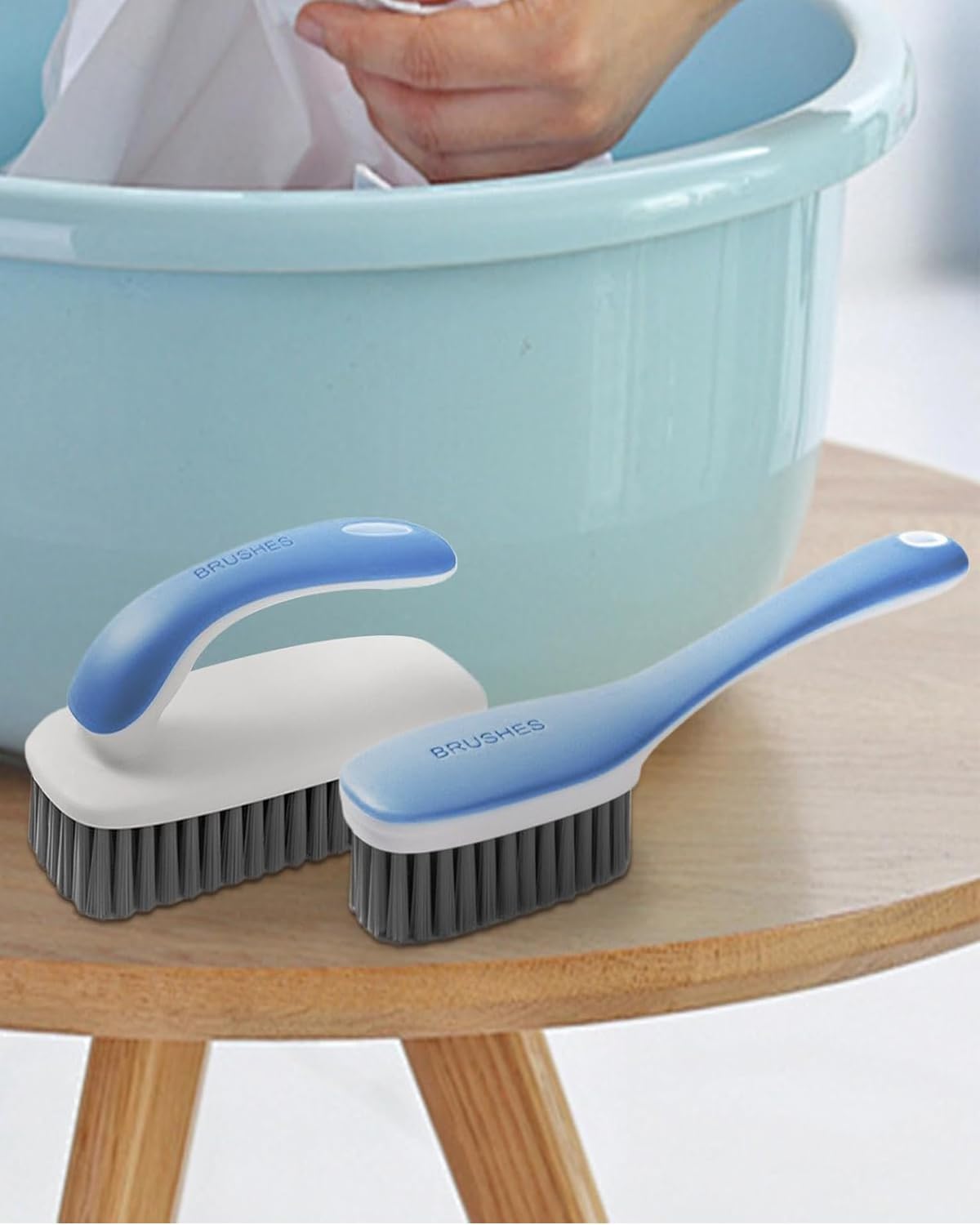 Scrub Brush for Stains-2 Pack Fabric Cleaning Brush,Laundry Stain Remover Brush,Clothes Scrub Brushes Cleaner Soft Bristle Scrubbing Brushes Household Cleaning for Carpet Clothes Bags & More (Gray)