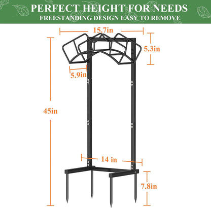 Qatsrin Super Stable Garden Hose Holder, Detachable Water Hose Holders Stand Holds 160-Feet Freestanding Hose Storage Hanger Rack for Outside Yard Lawn Farm (Black)