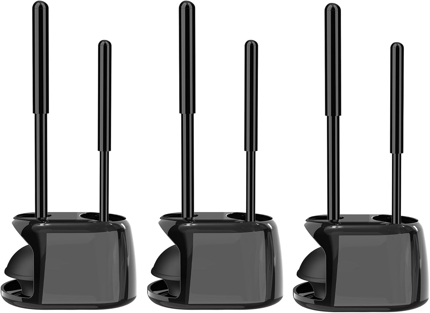 SetSail Toilet Brush and Plunger Set, Semi-Hidden Toilet Plungers Heavy Duty Toilet Bowl Brush and Holder for Bathroom Toilet Plunger and Brush Set for Deeply Cleaning - Black