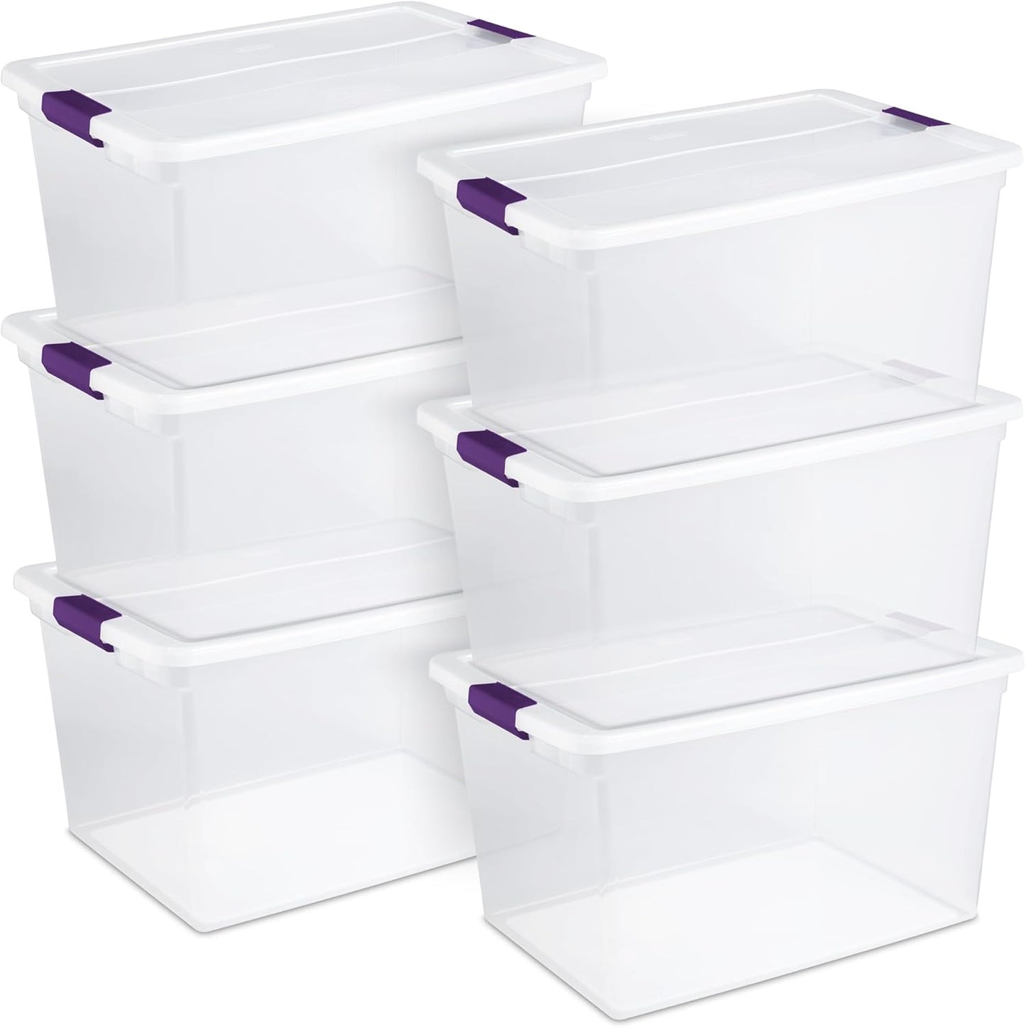 Sterilite 8-Pack 60 Quart ClearView Latch Box, Wheeled Underbed Organizer Bins with Latching Lids - Clear Plastic Organization Containers for Closet, Bedroom, Shelving Units and Everyday Home Storage
