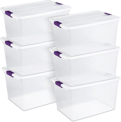 Sterilite 8-Pack 60 Quart ClearView Latch Box, Wheeled Underbed Organizer Bins with Latching Lids - Clear Plastic Organization Containers for Closet, Bedroom, Shelving Units and Everyday Home Storage