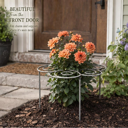 Metal Plant Support Ring for Garden, Peony Cage Stand, Indoor Pots, Flower Hoop, Decorative Grow Through Rings, Stackable Houseplant Stake, Dahlia Cage, Outdoor Orchid Clip(1PC,Medium)