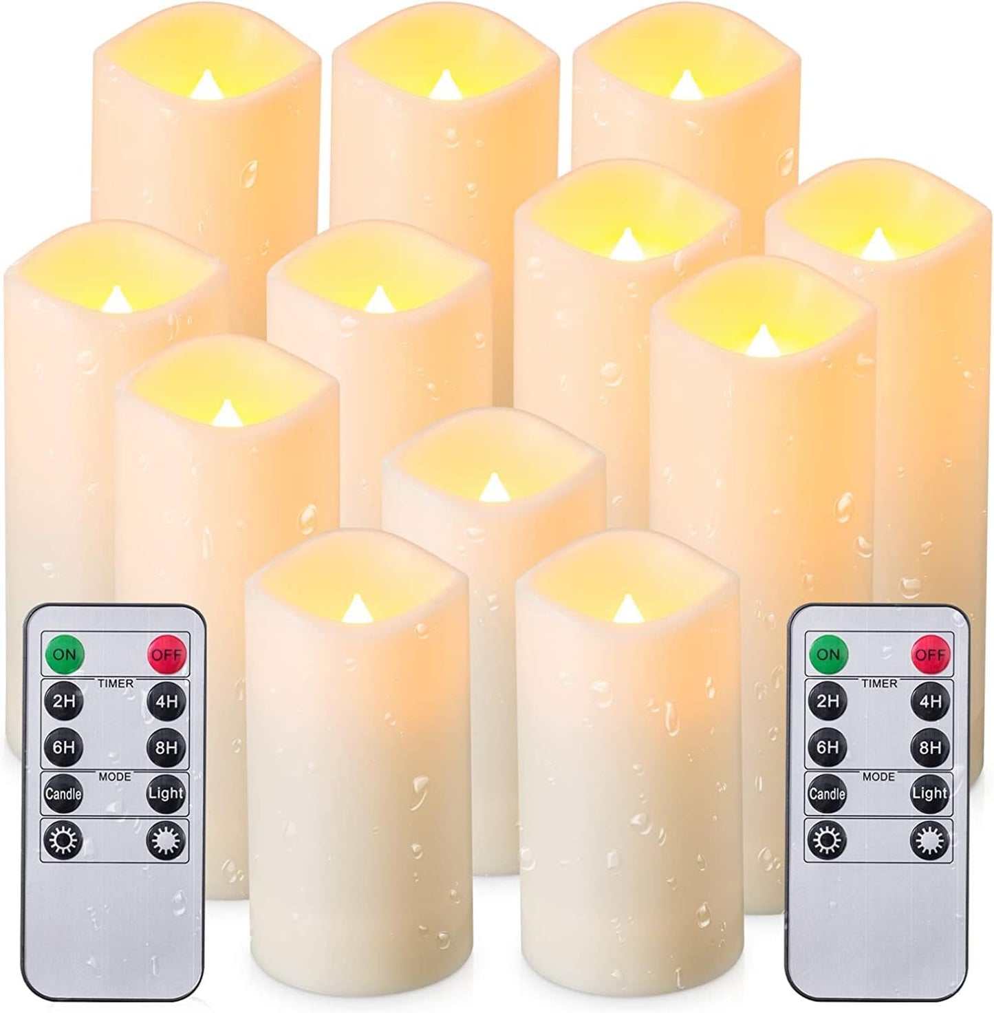 YOROXRG Set of 24 Waterproof Outdoor Flameless Candles, LED Candles with 4 Remote and Timer,(H 4" 5" 6" x D 2.2"),for Christmas,Halloween,Wedding,Festival