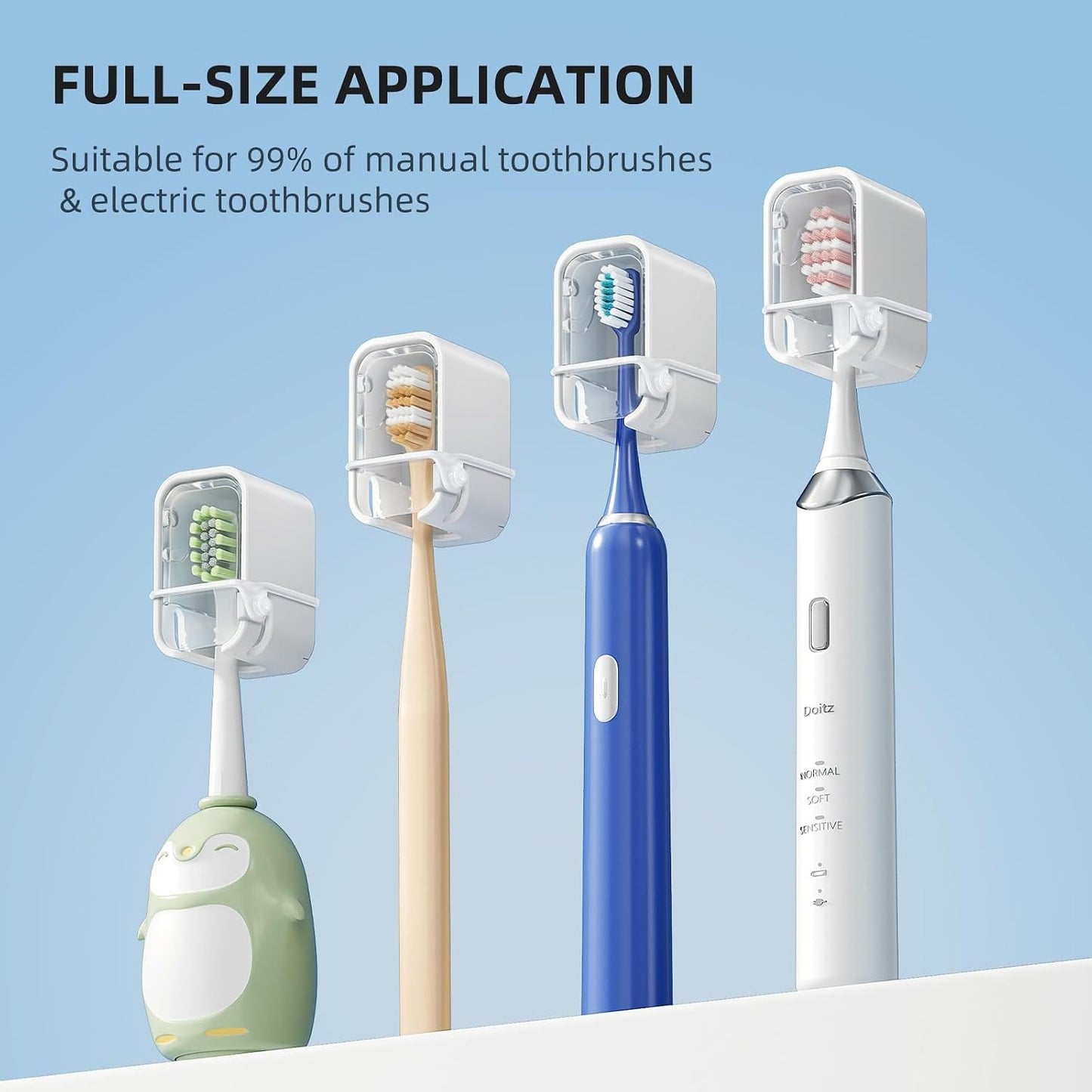 Travel Toothbrush Cover 2PCS,【Innovative Band Design】 Stay Closed Electric Toothbrush Covers Caps, Toothbrush Head Cover for Travel, Camping,Bathroom, Business
