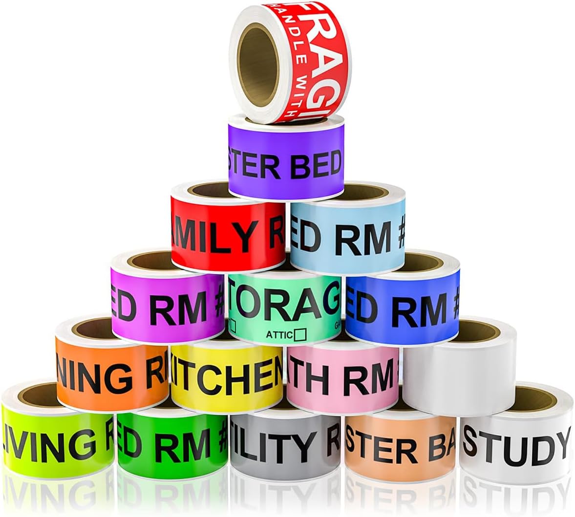 960 Count Moving Labels for Boxes – 16 Rolls (60 Labels/Roll) Color-Coded Moving Stickers Includes Fragile, Heavy & Blank Labels High-Visibility Packing Labels for Home, Apartment & Office Moves
