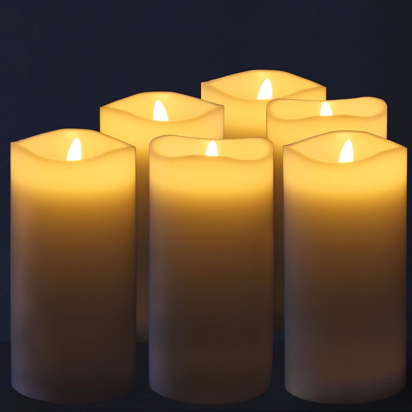 Stonebriar 6 Count White Real Wax 3x3 Flameless LED Pillar Candles with Remote and Timer