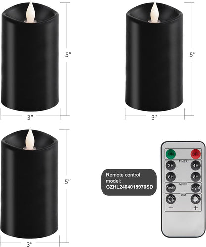 3x3 Flickering Flameless Candles Set of 2, 2AA Battery Life 600 Hours Battery Candles Flickering with Timer,3 inch Flameless Candles with Remote for Indoor/Outdoor, Ivory