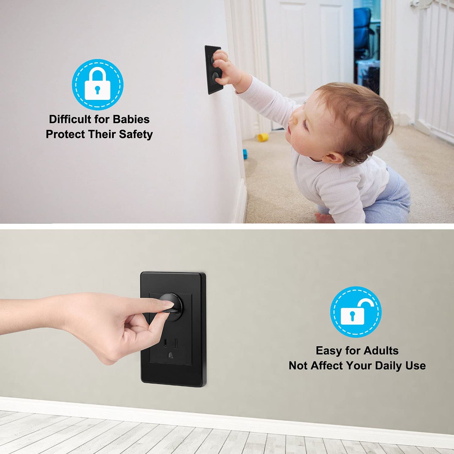 PRObebi Outlet Covers Baby Proofing White - 38 Pack Plug Covers for Electrical Outlets, Child Proof Socket Covers, Baby Safety Products for Home, Office, Easy Insatllation