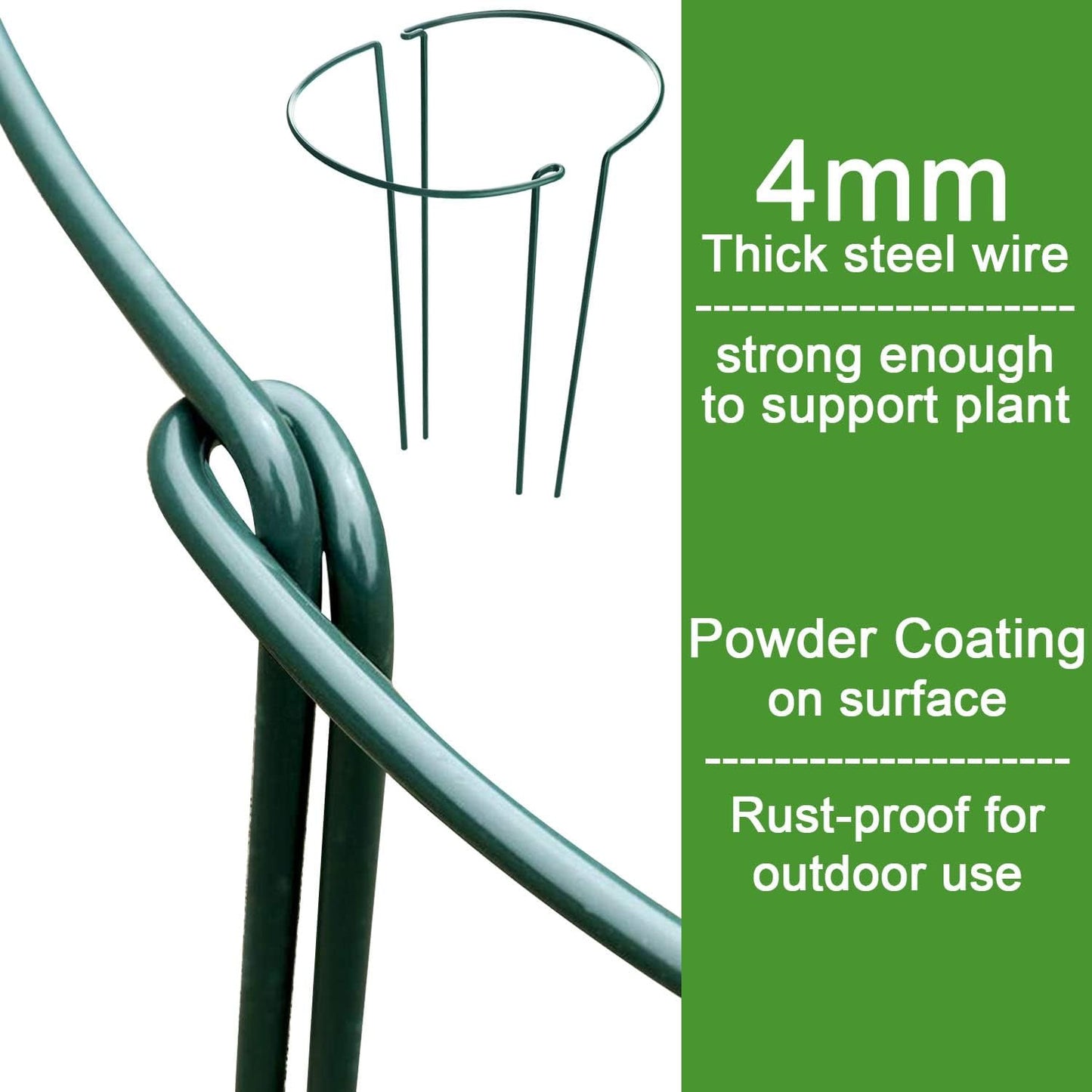 HiGift Peony Cages and Supports 24" H x 10" W, 8 Pack Tall Snake Plant Support Stake Half Round Metal Garden Stake for Indoor and Outdoor Plants, Flower Support Ring Border for Tomato,Hydrangea,Rose