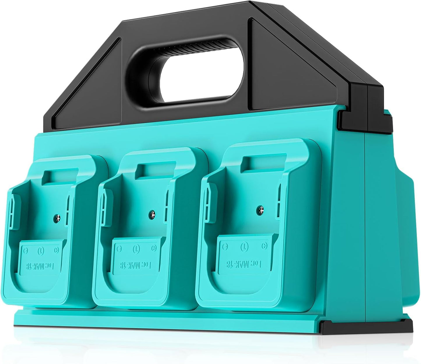 Dinftin 6-Slot Battery Caddy Holder/Carrying Case Compatible for Makita 18V Batteries - Heavy Duty ABS Organizer for 1.5Ah-12.0Ah Batteries with Handle, Non-Slip Base（Battery Not Included）