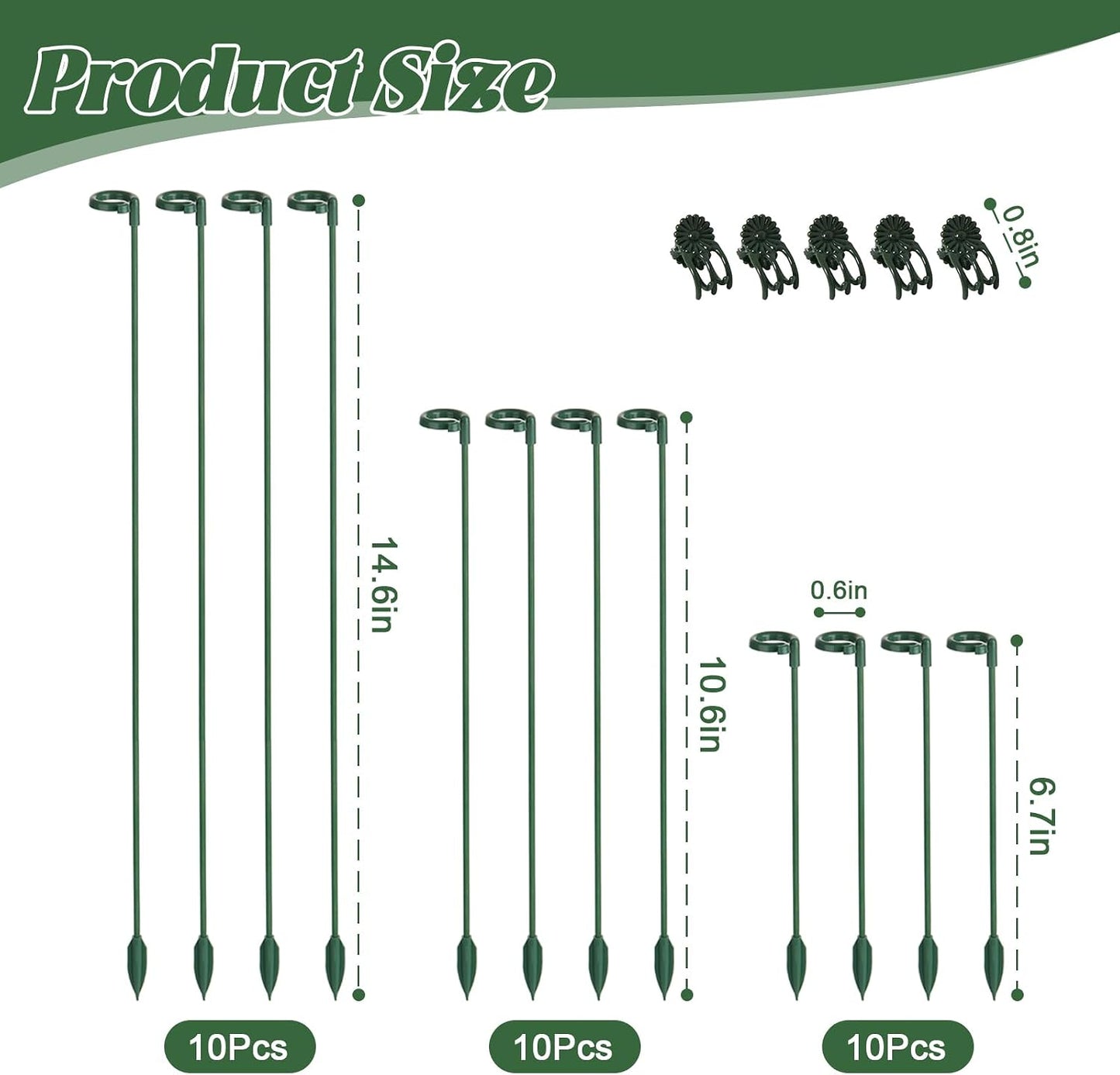 LUCKJUJU 30 Pcs Plant Support Stakes with 30 Pcs Plant Clips Garden Floral Flower Support Single Stem Support Stake for Phalaenopsis Orchid Flower Roses Amaryllis