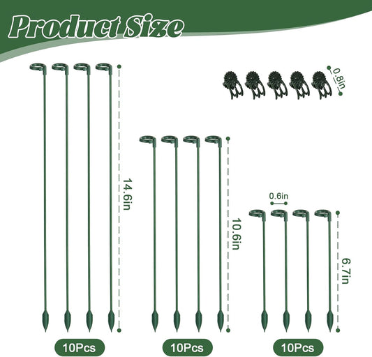 LUCKJUJU 30 Pcs Plant Support Stakes with 30 Pcs Plant Clips Garden Floral Flower Support Single Stem Support Stake for Phalaenopsis Orchid Flower Roses Amaryllis