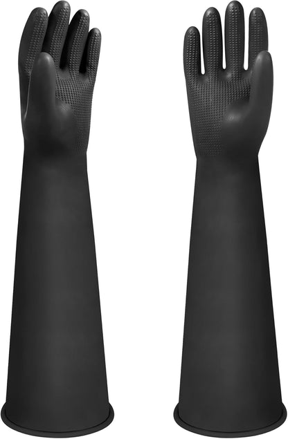24" Chemical Resistant Glove, Reusable Heavy Duty Long Rubber Gloves, Long Waterproof Dishwashing Gloves, Industrial Safety Gloves for Men