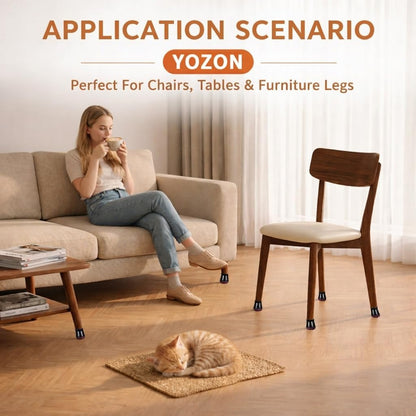 YOZON Chair Leg Floor Protectors Felt Furniture Pads Silicone Caps | Chair Leg Protectors for Hardwood Floors 32 Pack Anti-Scratch Reduce Noise Clear Round Medium Fit 3/4" to 1-3/16" (19-30mm)