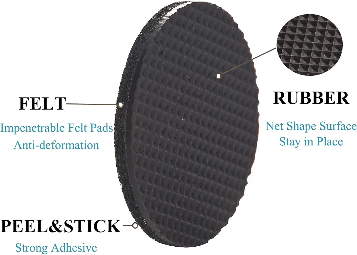 Non Slip Furniture Pads 1/2" x 3" Rubber Strips Self Adhesive Furniture Grippers Chair Leg Pads Rubber Chair Feet Anti Scratches Non Skid Furniture Pad Floor Protectors, 40 Pcs Rectangle