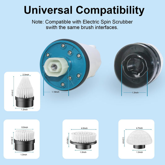 Electric Spin Scrubber Replaceable Brush Heads Set, 4 Pack Cordless Spin Scrubber Brush Heads for Household Cleaning Brushes/Bathroom/Floor/Tile/Car