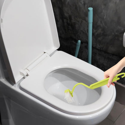 Curved Toilet Brush - Under Rim Toilet Bowl Brush - Toilet Rim Brush | Soft Bristle Toilet Brush S-Shaped | Angled Toilet Corner Scrubber Soft Toilet Rim Cleaner Multi-Functional for Toilets Kitchens