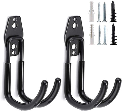 JUXYES Heavy Duty Wall Mounted Garden Pipe Reel Holder - Car and Cord Hanger, Pipe Reel Holder with Screws & Expansion Bolt (Black)