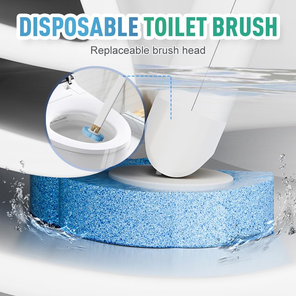 Disposable Toilet Cleaning System: Toilet Brush & Holder Kit with 18PCS Pre-Soaked Cleaner Wall-Mount Scrubbing Toilet Brush Bathroom Cleaning Kit (36-Pack Lavender Brush Head)