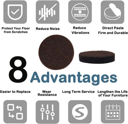 uxcell 20pcs Furniture Pads Round 1 1/4" Dia Self-Stick Non-slip Anti-scratch Felt Pads Home Floors Protector Dark Brown