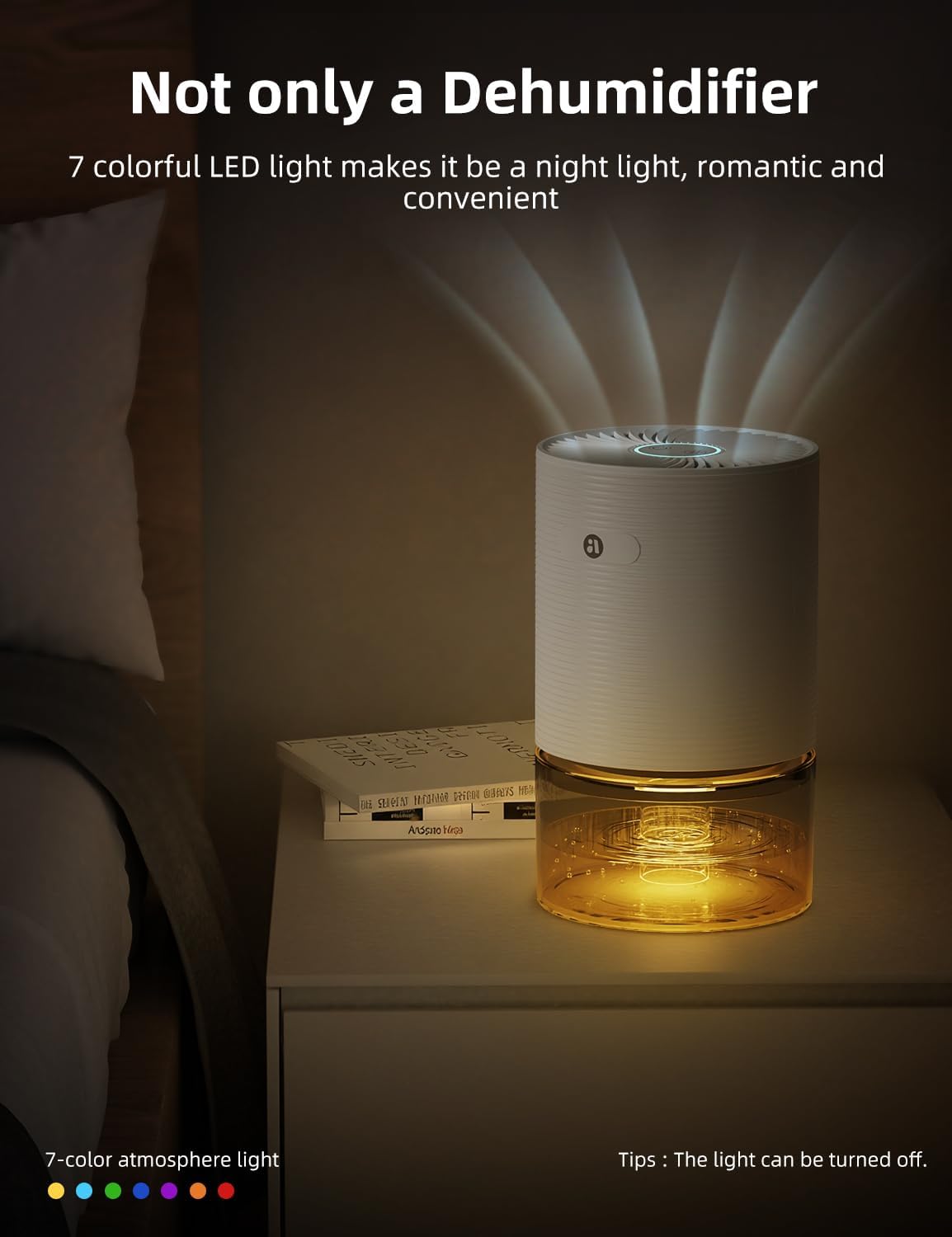 Small Dehumidifiers for Bathroom, Bedroom, Dorm Room, Home, RV, Closet, Wardrobe, Office, Portable Dehumidifier with Auto Shut Off, Auto Defrost, Colorful Light, Ultra Quiet, Energy Saving, 35 OZ