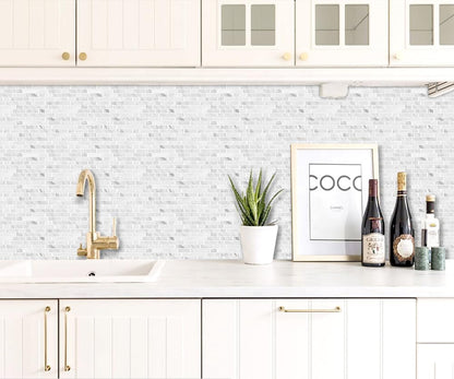Yipscazo 10 Sheets Peel and Stick Backsplash for Kitchen Wall, 12''x12'' Waterproof Stick on Backsplash Smart Tiles for Bathroom,Removable Backsplash Wall Tiles in Gray White