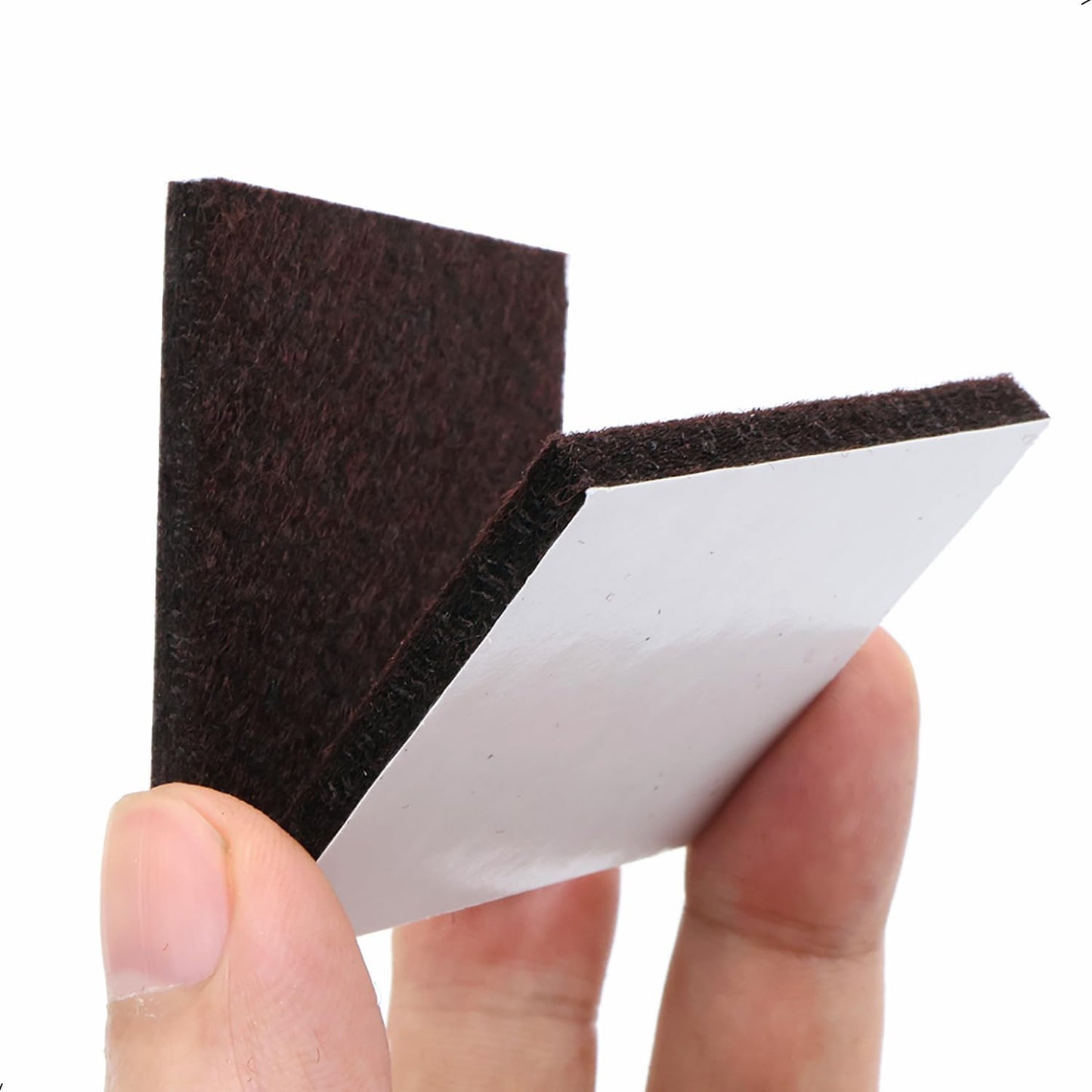 6Pcs Square Felt Furniture Pads, 3 inch x 3 inch Self Adhesive Cuttable Anti Scratch Floor Protectors for Furniture Legs Hardwood Floor, Brown, 75mm