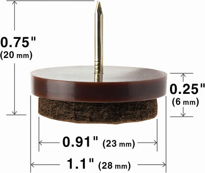 Nail-on Felt Pads X-PROTECTOR 40 PCS - 0.85" Felt Furniture Pads - Brown Chair Leg Floor Protectors - Nail in Furniture Pads for Furniture Legs - The Best Felt Chair Pads for Hardwood Floors (22mm)!