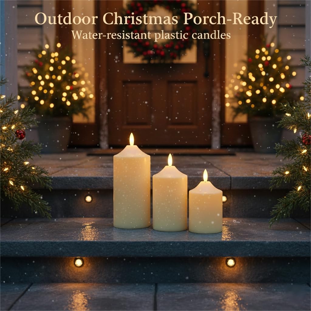 ANGELLOONG Flickering Flameless Candles, Realistic Battery Operated Candles with Remote and Timer, Set of 3 LED Candles for Room Fall Home Wedding Decor Centerpieces Table Party Valentines Decorations
