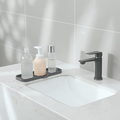 MicoYang Silicone Bathroom Soap Dishes with Drain Spout-Bathroom and Kitchen Sink Organizer,Sponge Holder,Dish Soap Tray,Perfect for Dispenser,Scrubber,Bottle,Cup on Sink or Counter-Coffee 4.9"×3.2"