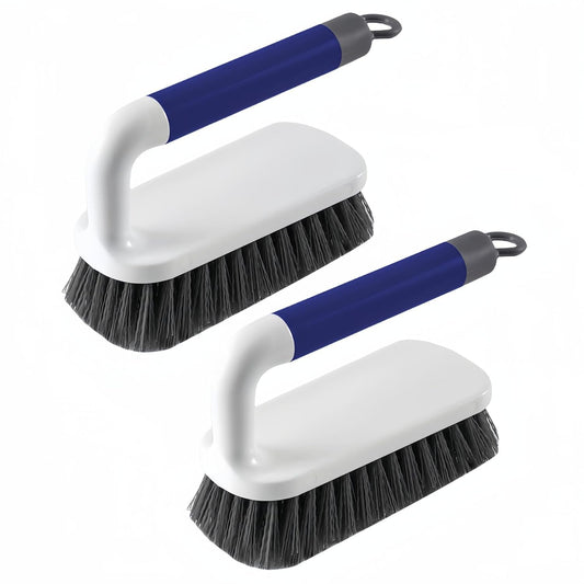 Scrub Brush, Scrubbing Cleaning Brushes, Heavy Duty Cleaning Brushes with Handle, for Shower, Bathroom, Carpet, Kitchen and Bathtub Scrubber, 2 Pack (Grey)