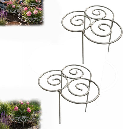 Metal Plant Support Ring for Garden, Peony Cage Stand, Indoor Pots, Flower Hoop, Decorative Grow Through Rings, Stackable Houseplant Stake, Dahlia Cage, Outdoor Orchid Clip(1PC,Medium)