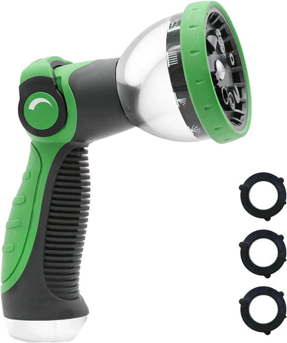 Besiter Garden Hose Nozzle Sprayer: 2 Pack 10 Watering Patterns Spray Nozzles Heavy Duty Metal Hose Head Hose Attachment, Thumb Control On Off Valve