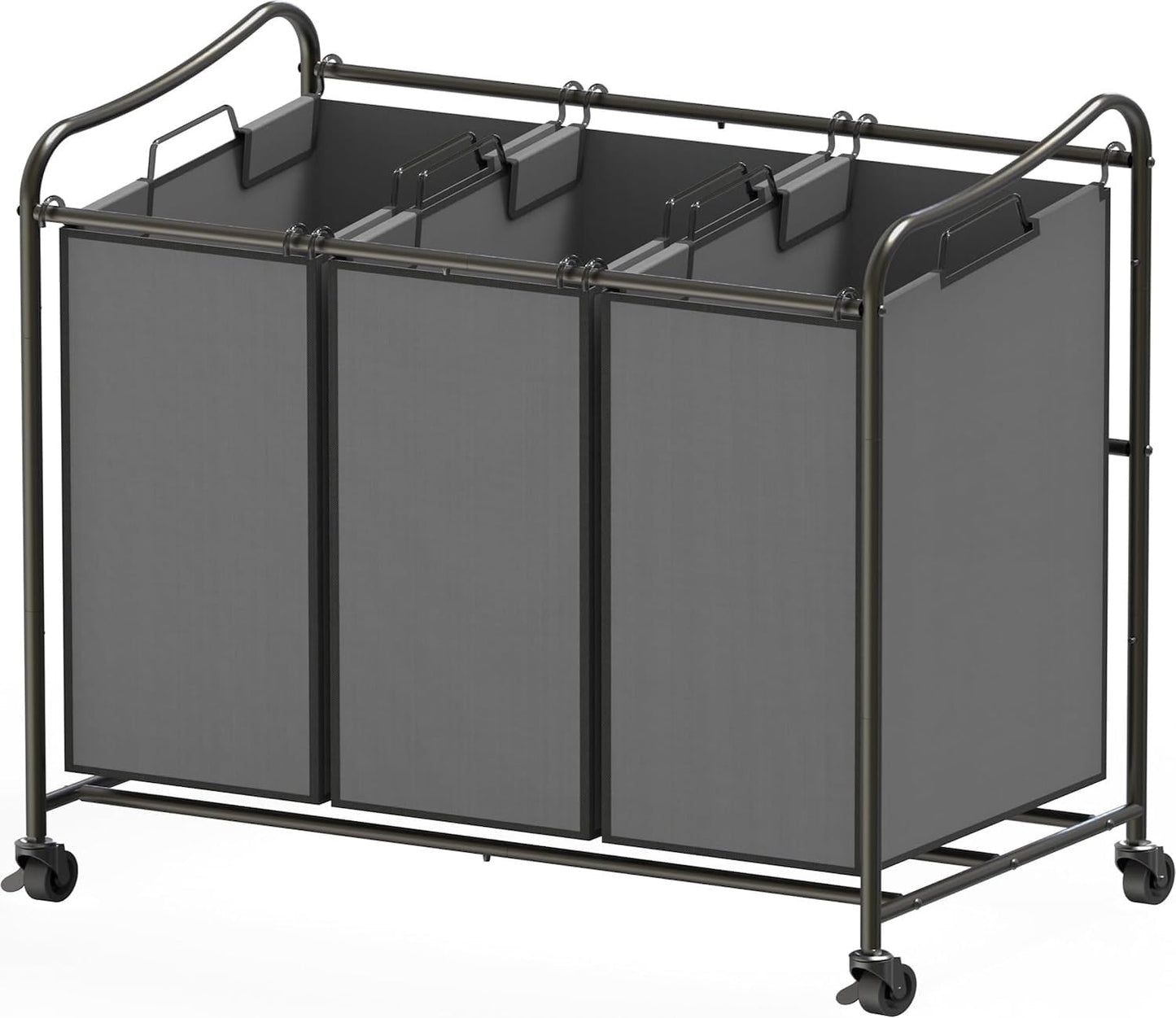 Simple Houseware Heavy-Duty 3-Bag Laundry Sorter Cart, Chrome