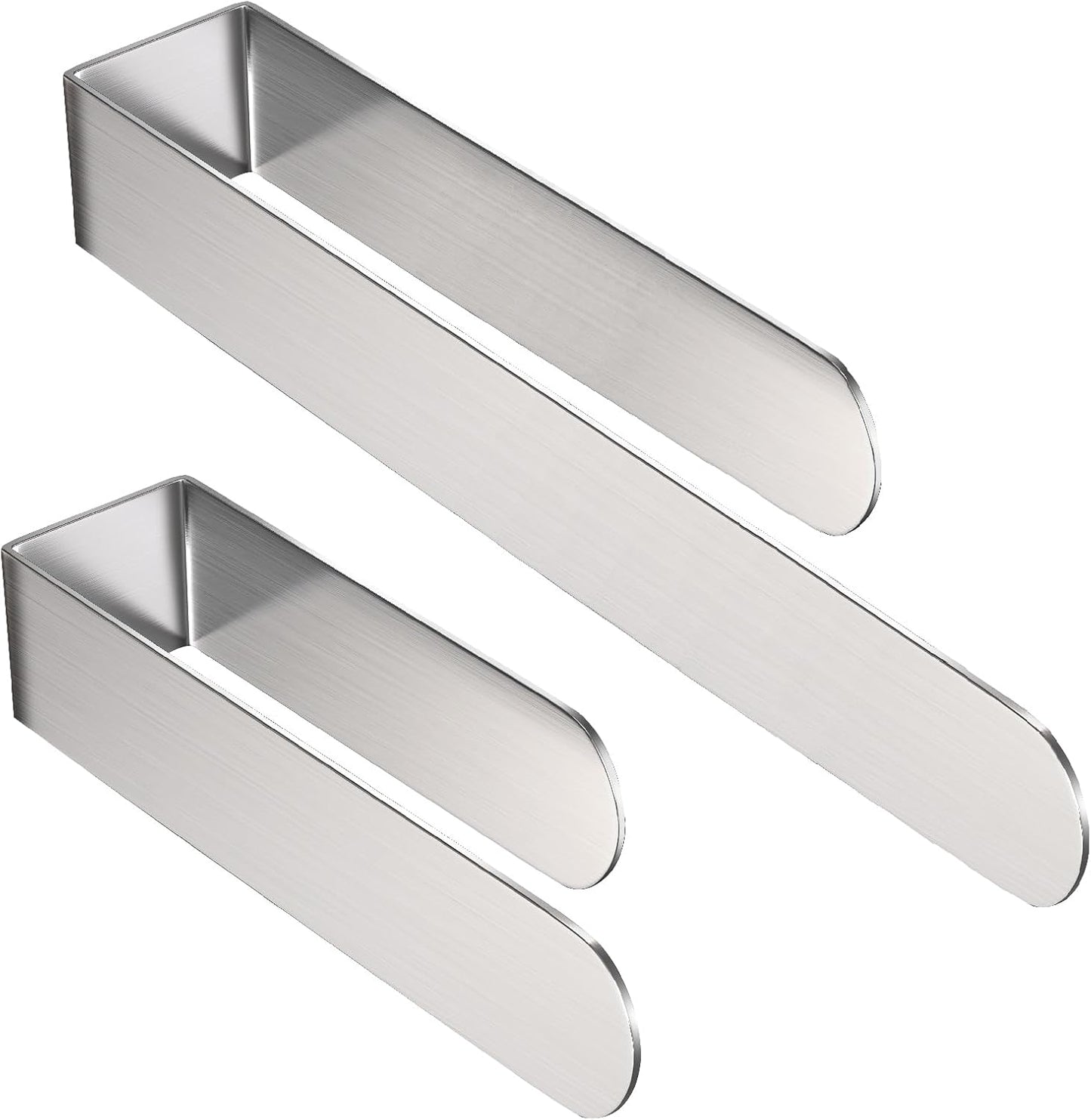 HUFEEOH 2 Pack Adhesive Hand Towel Holder, Kitchen Towel Rack Towel Bars Wall Mounted, Stainless Steel Bath Towel Hanger for Bathroom Hotel Kitchen (White, 8 Inch(2PC))