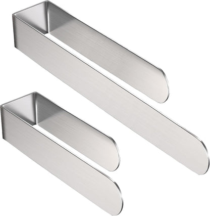 HUFEEOH 2 Pack Adhesive Hand Towel Holder, Kitchen Towel Rack Towel Bars Wall Mounted, Stainless Steel Bath Towel Hanger for Bathroom Hotel Kitchen (White, 8 Inch(2PC))